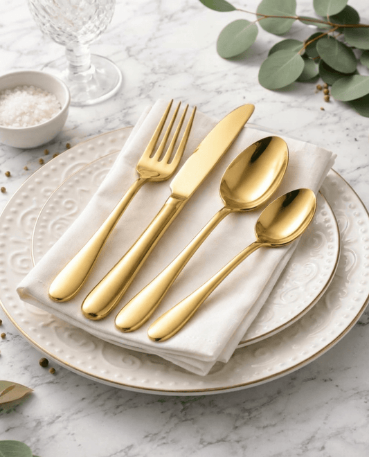 Set Cubiertos Dorados x24