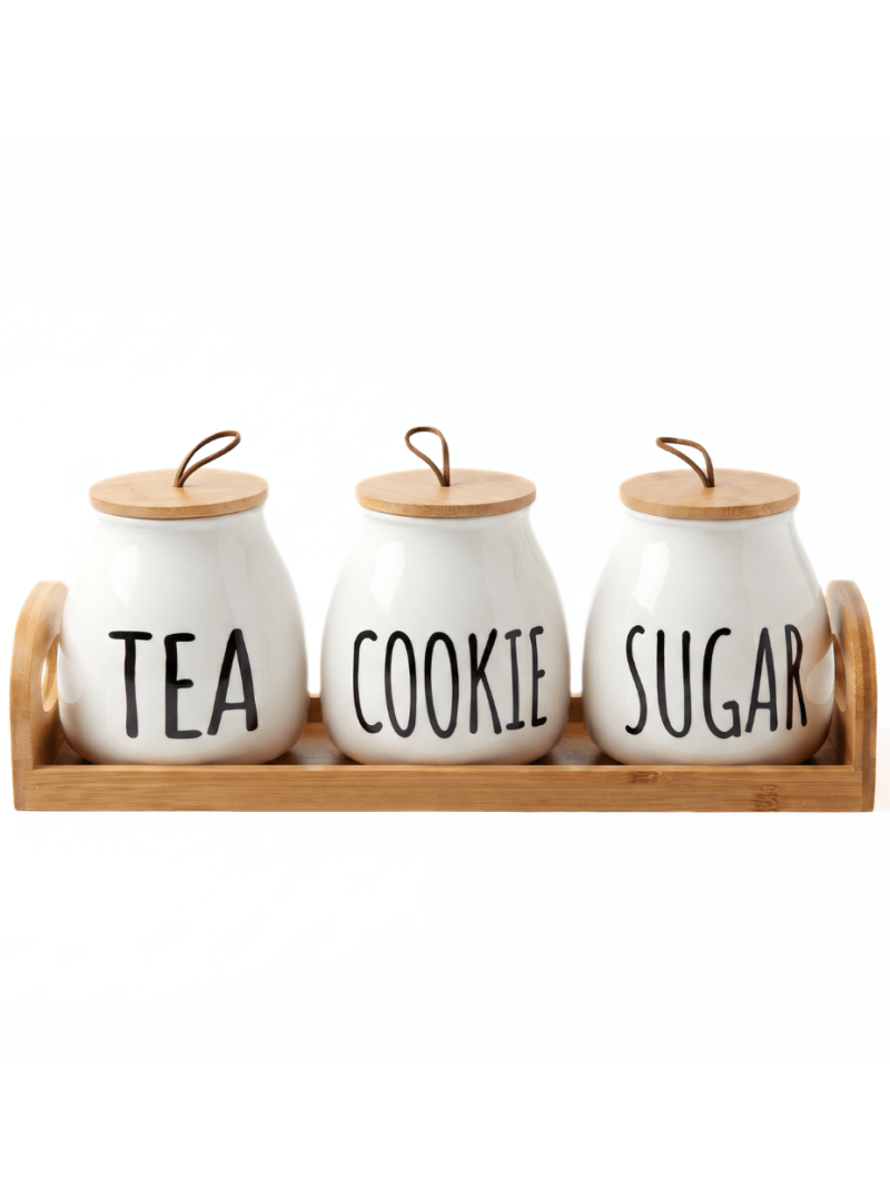 Set x3 Contenedores de Ceramica (Tea, Cookie, Sugar)