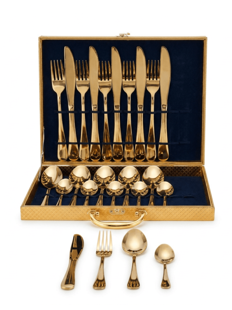 Set Cubiertos Dorados x24